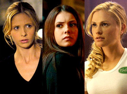 Sarah Michelle Gellar, Buffy the Vampire Slayer, Nina Dobrev, The Vampire Diaries, Anna Paquin, True Blood Sarah Michelle Gellar, Buffy the Vampire Slayer, Nina Dobrev, The Vampire Diaries, Anna Paquin, True Blood